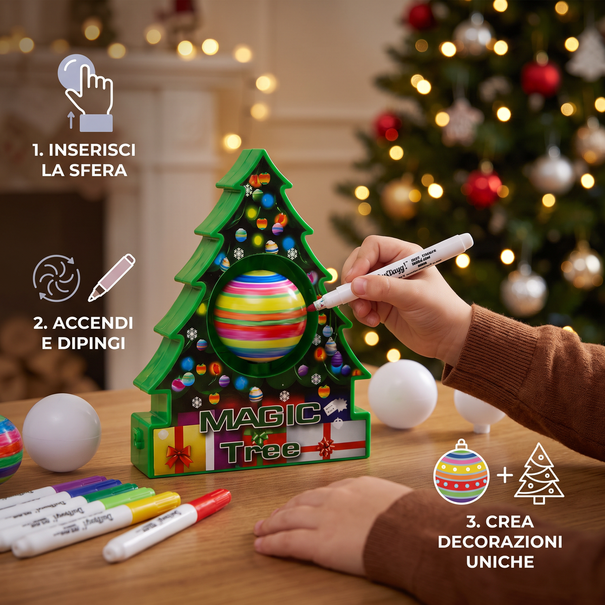 Set Creativo Natalizio Fai da Te per Dipingere Decorazioni Girevoli