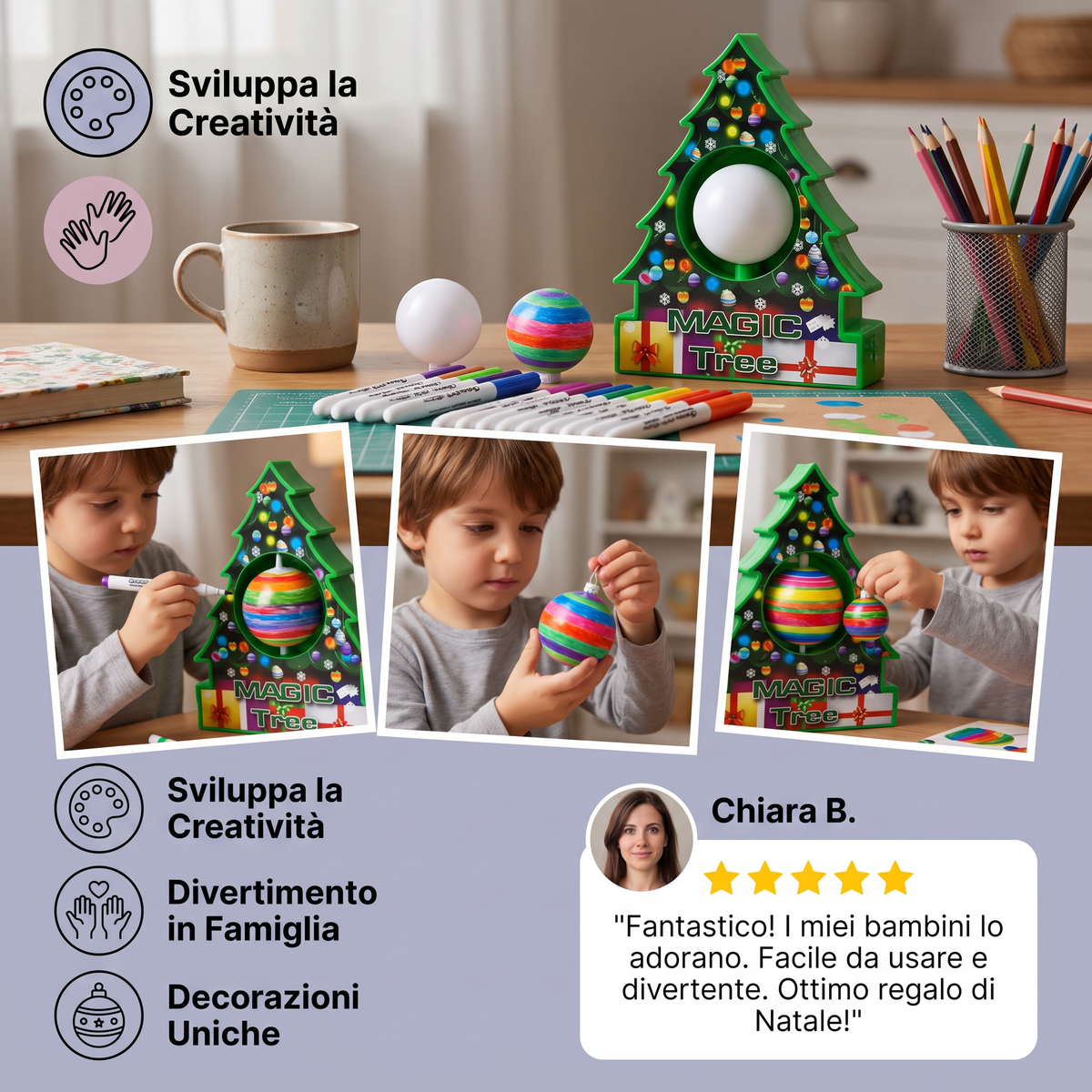 Set Creativo Natalizio Fai da Te per Dipingere Decorazioni Girevoli