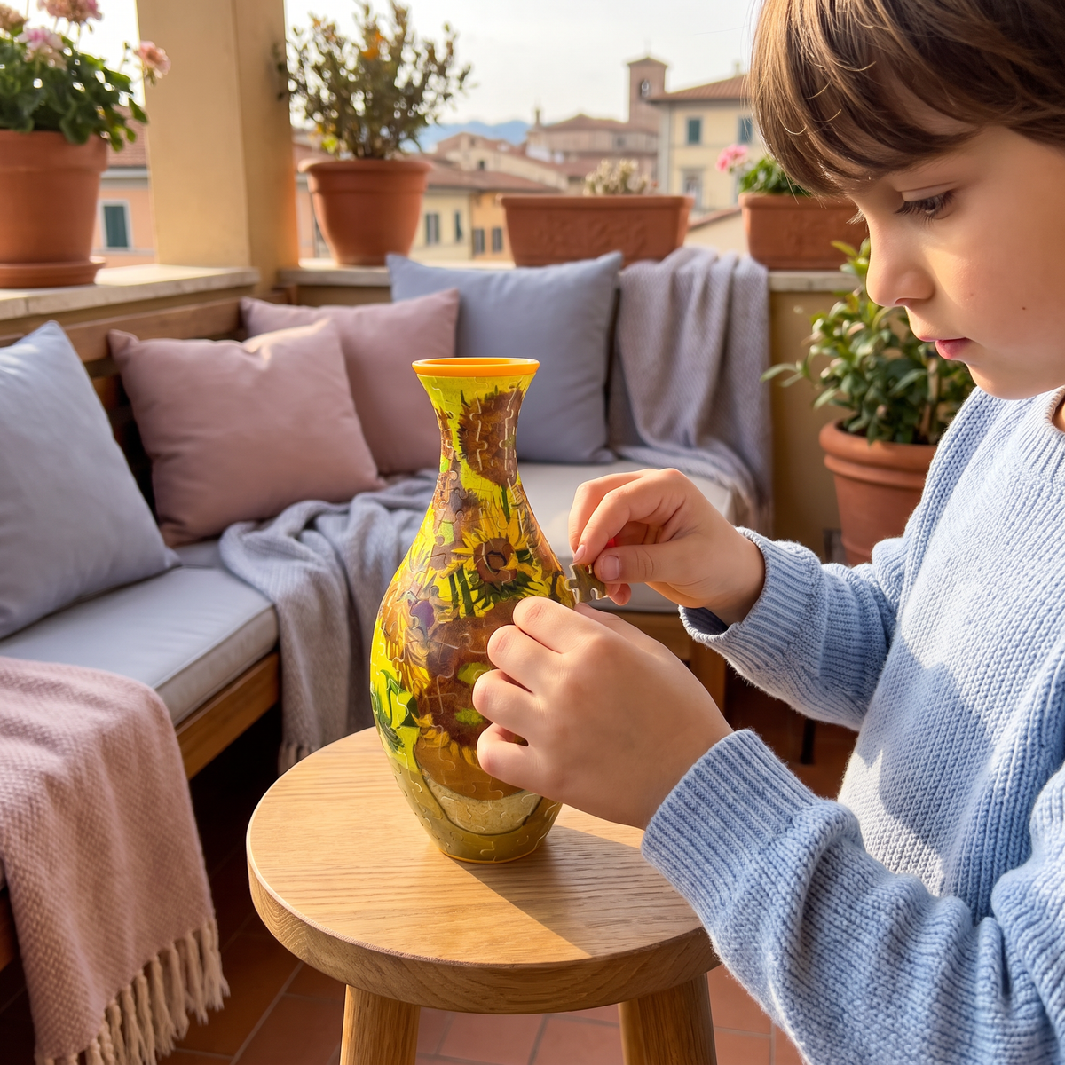 Puzzle 3D Fai-da-te a Forma di Vaso di Fiori