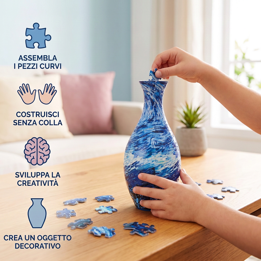 Puzzle 3D Fai-da-te a Forma di Vaso di Fiori