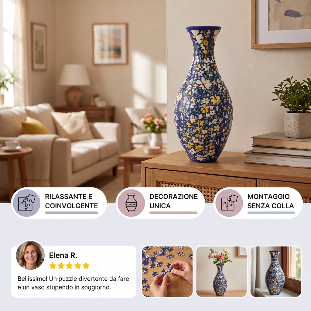 Puzzle 3D Fai-da-te a Forma di Vaso di Fiori