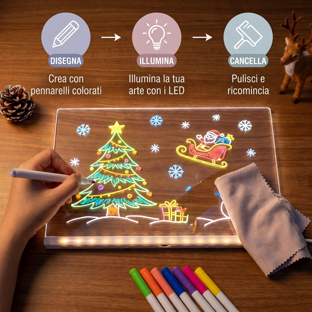 Tavoletta da Disegno Luminosa a LED per Bambini
