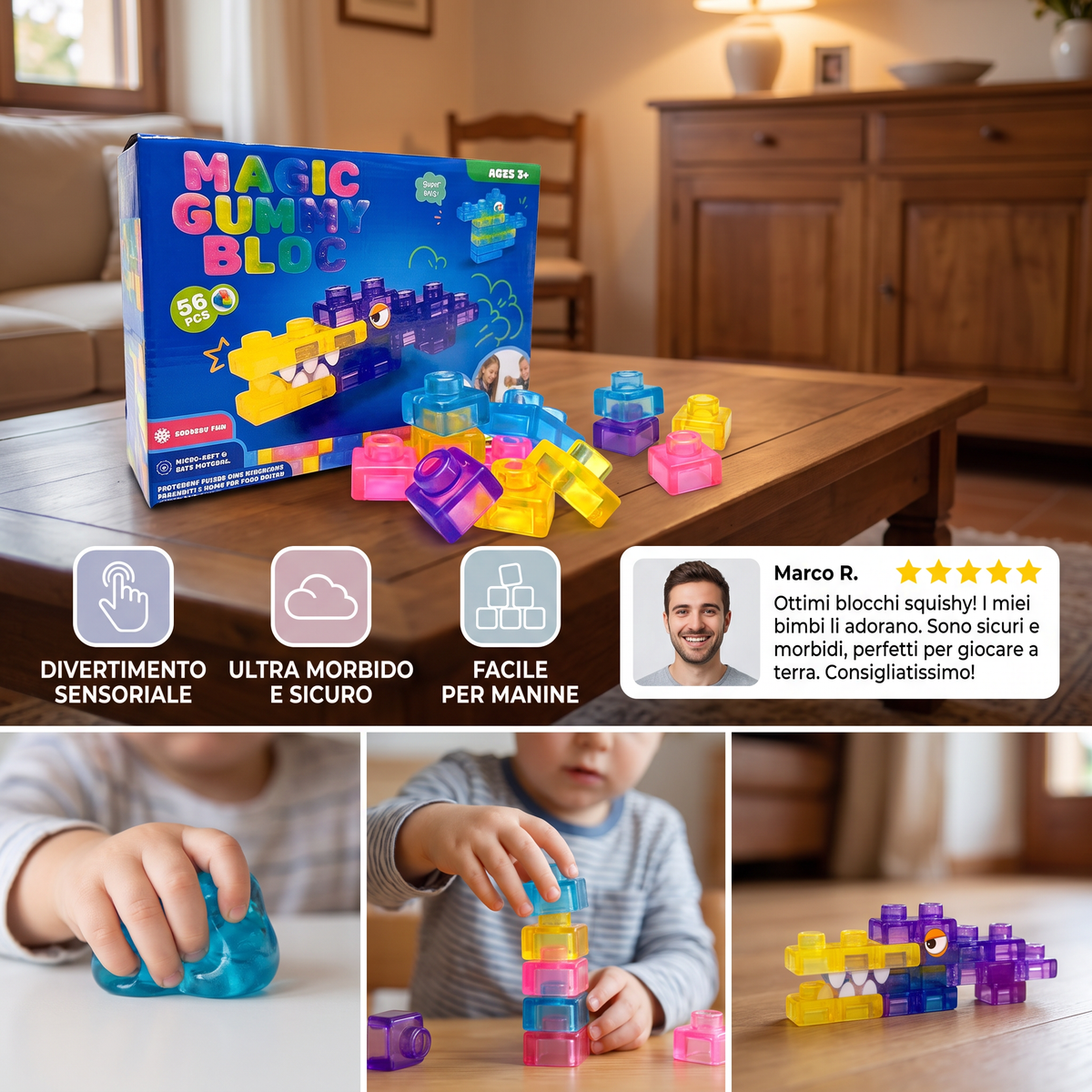 Blocchi da Costruzione Squishy Morbidi e Gelatinosi per Bambini – Sicuri e Morbidi