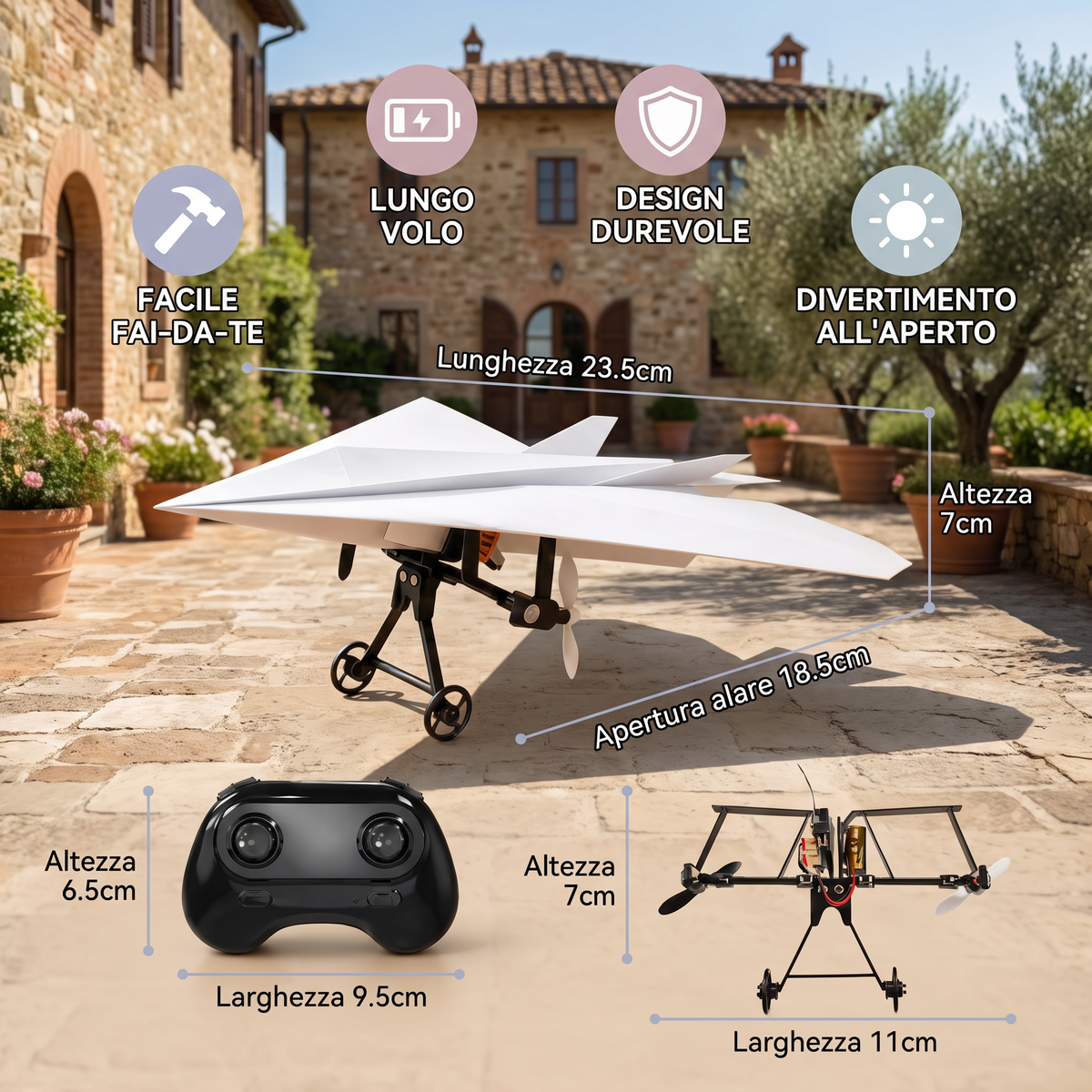 Kit di Aeroplano di Carta Radiocomandato Fai-da-te