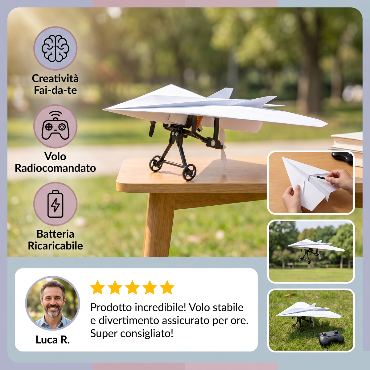 Kit di Aeroplano di Carta Radiocomandato Fai-da-te