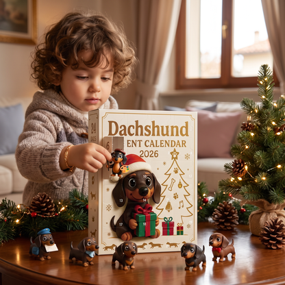 Calendario dell’Avvento Bassotto di 24 Giorni con Figurine a Sorpresa