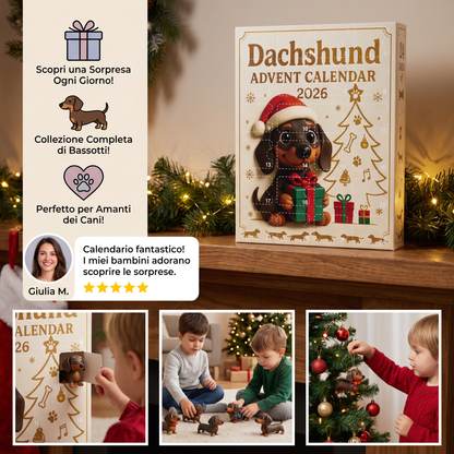 Calendario dell’Avvento Bassotto di 24 Giorni con Figurine a Sorpresa