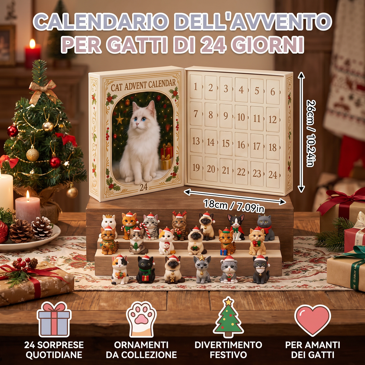 Calendario dell’Avvento per Gatti di 24 Giorni