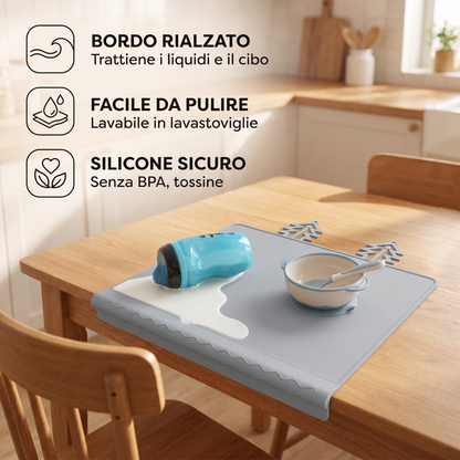 BabySafe Tovaglietta in Silicone Pratica e Igienica per Bambini con Bordo Rialzato