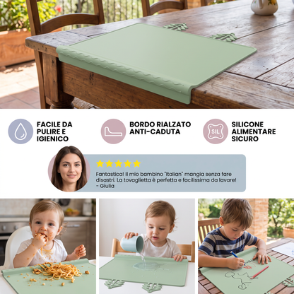 BabySafe Tovaglietta in Silicone Pratica e Igienica per Bambini con Bordo Rialzato