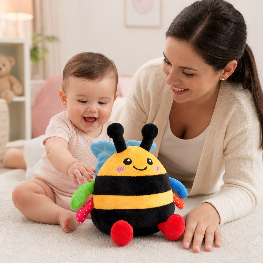 Ape di peluche musicale interattiva per il gioco a pancia in giù