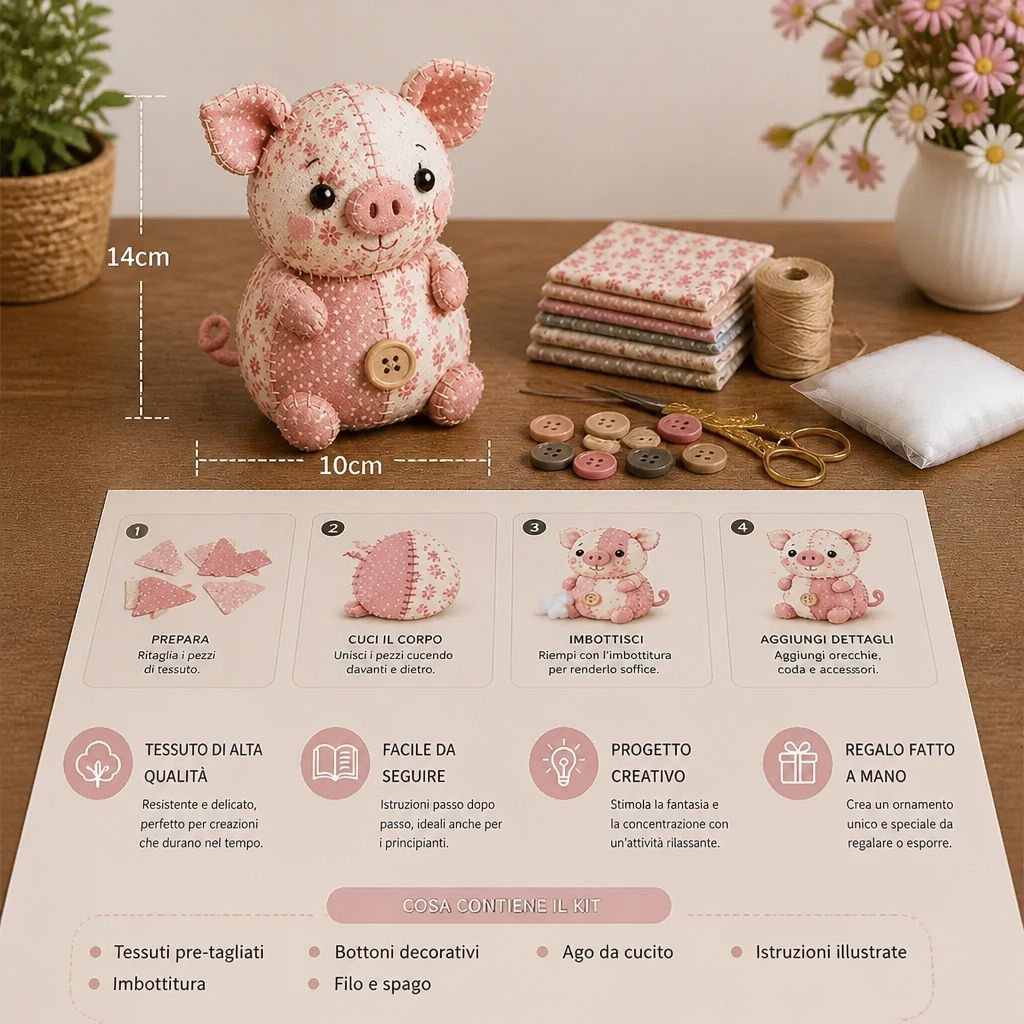 Kit da Cucito Animali DIY – Set per Ornamenti in Tessuto Fatti a Mano