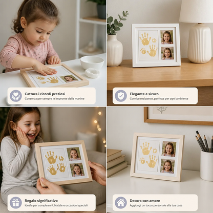Kit fai da te per bambini con cornice ricordo per impronta della mano – impronta e portafoto