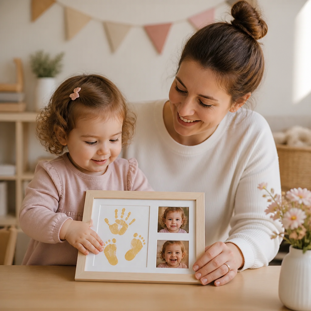 Kit fai da te per bambini con cornice ricordo per impronta della mano – impronta e portafoto