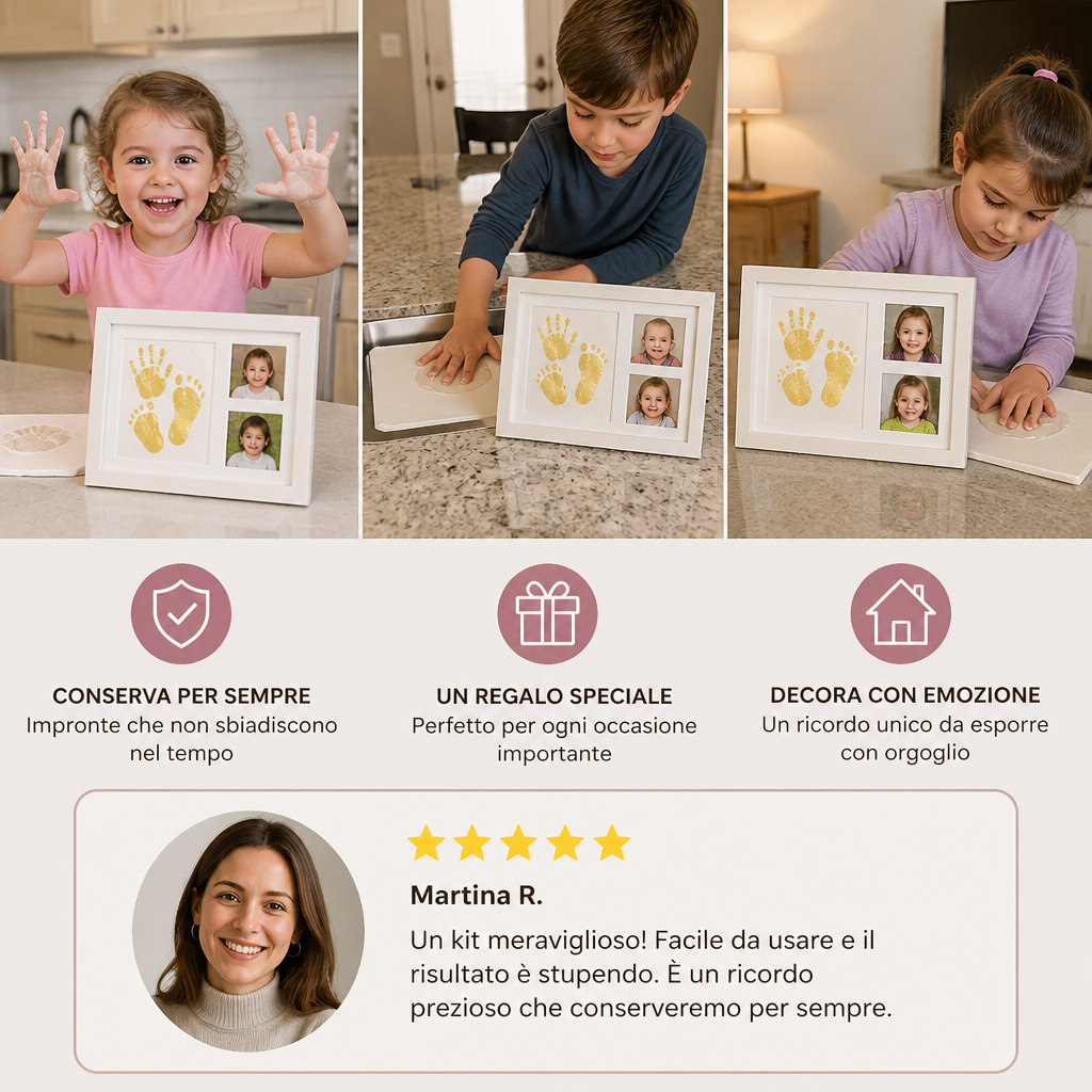 Kit fai da te per bambini con cornice ricordo per impronta della mano – impronta e portafoto