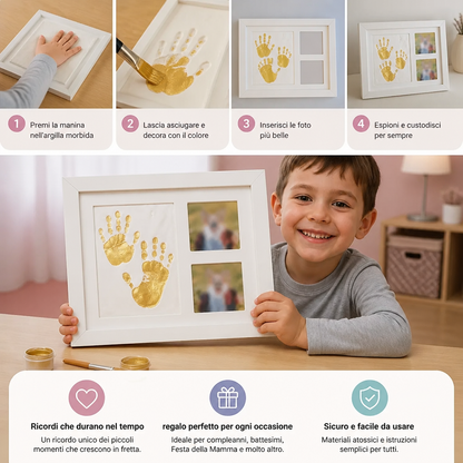 Kit fai da te per bambini con cornice ricordo per impronta della mano – impronta e portafoto