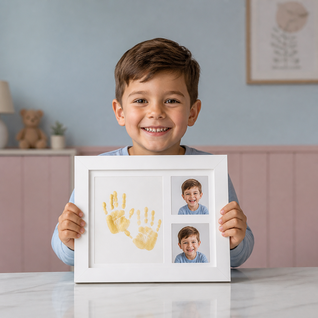 Kit fai da te per bambini con cornice ricordo per impronta della mano – impronta e portafoto