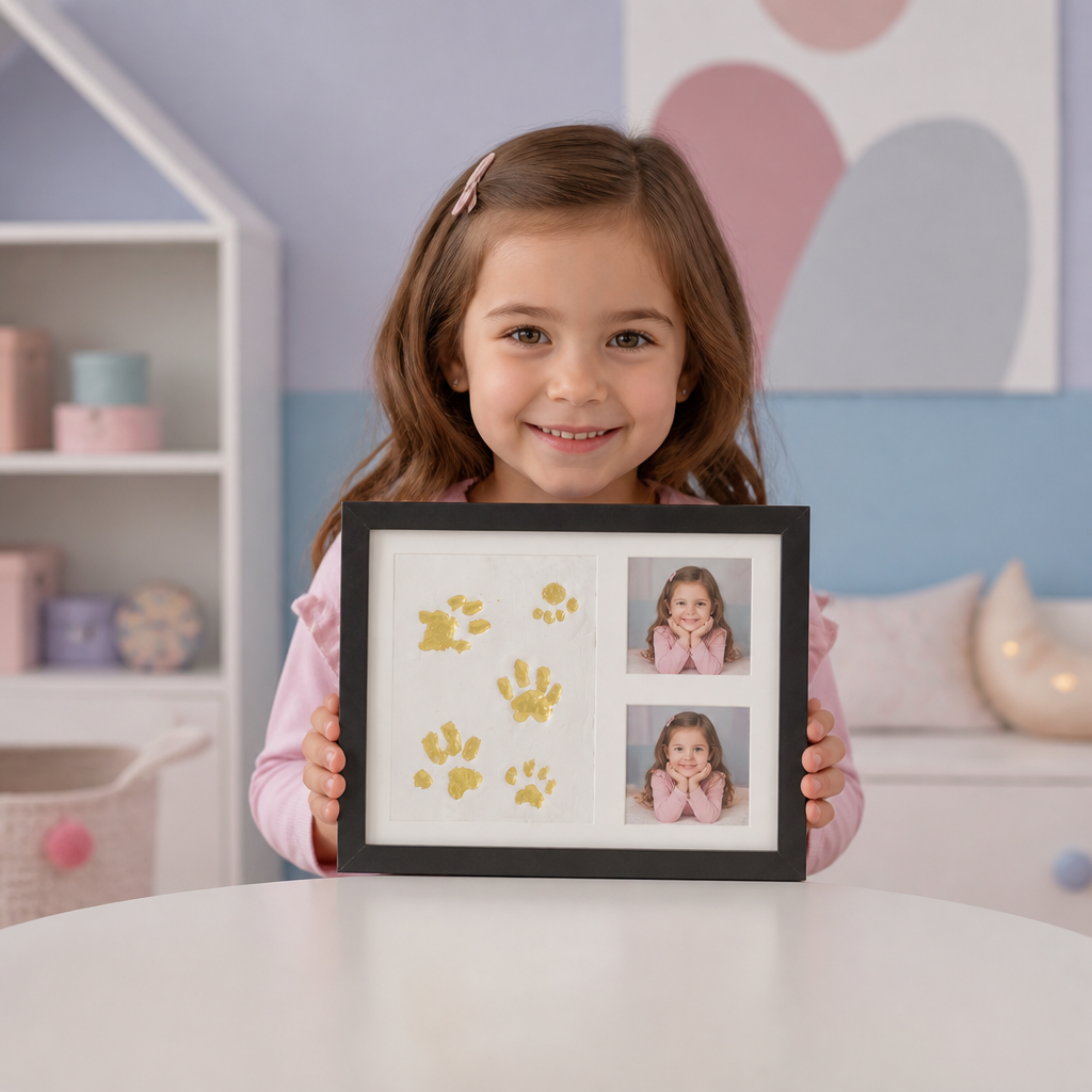 Kit fai da te per bambini con cornice ricordo per impronta della mano – impronta e portafoto