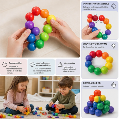 Set di costruzioni 3D con palline colorate – giocattolo educativo creativo per bambini per sviluppare la motricità fine