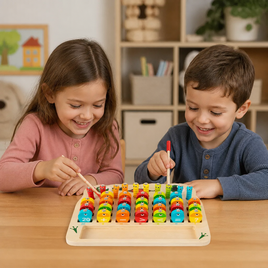 Gioco della pesca magnetica in legno – giocattolo educativo per bambini per imparare alfabeto e matematica e sviluppare la motricità fine