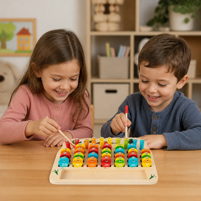 Gioco della pesca magnetica in legno – giocattolo educativo per bambini per imparare alfabeto e matematica e sviluppare la motricità fine