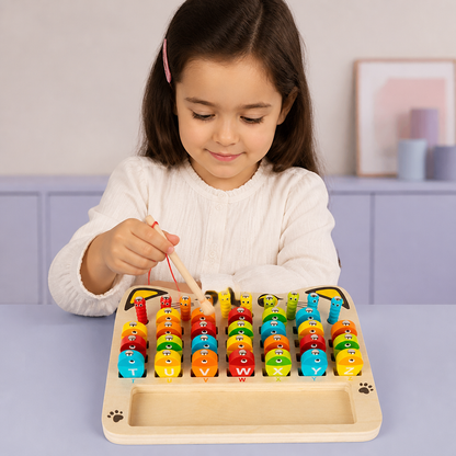 Gioco della pesca magnetica in legno – giocattolo educativo per bambini per imparare alfabeto e matematica e sviluppare la motricità fine