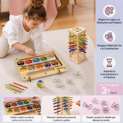 Set di 3 Puzzle Montessori per il Gioco e lo Sviluppo dei Bambini