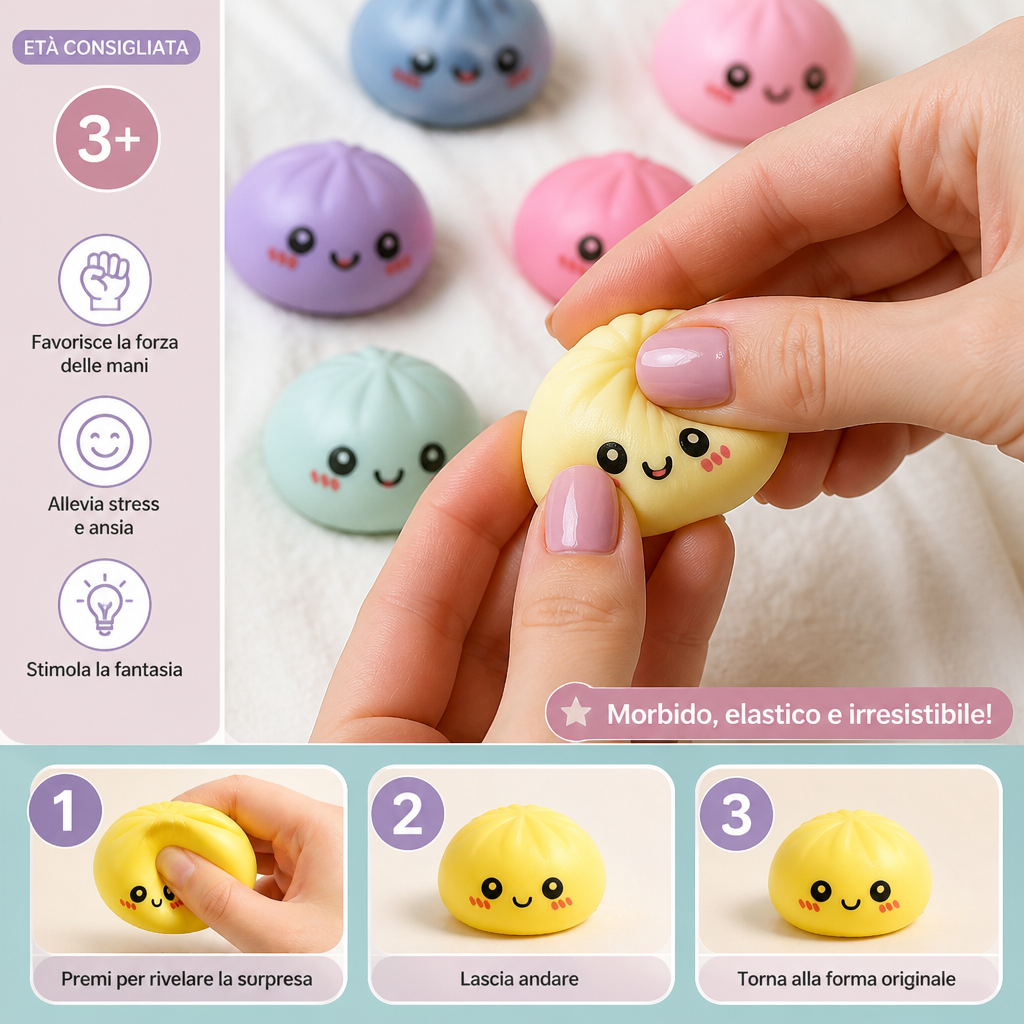 Calendario dell’Avvento con Dumpling Squishy e Misteriose Sorprese Fidget