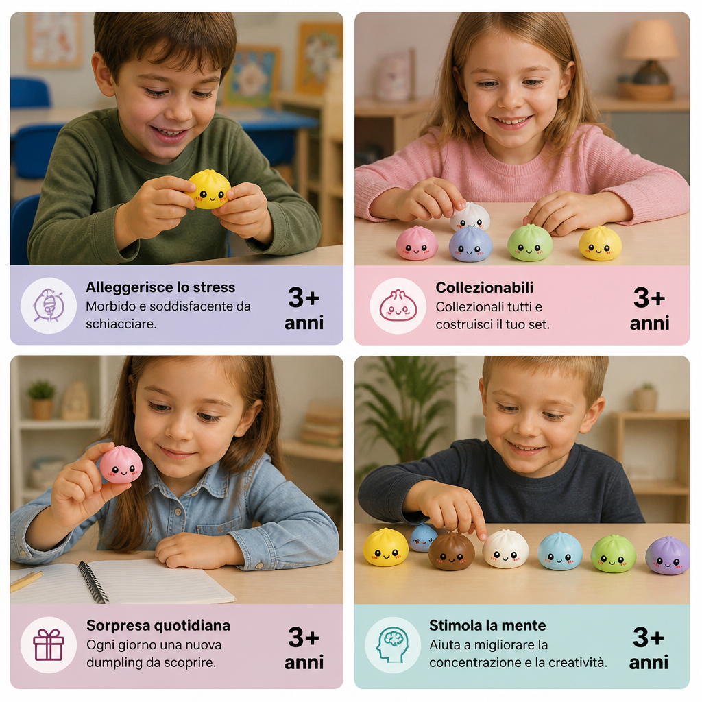 Calendario dell’Avvento con Dumpling Squishy e Misteriose Sorprese Fidget