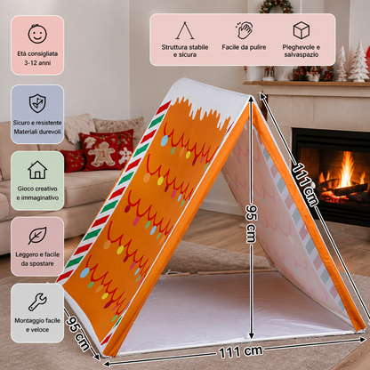 Tenda da gioco natalizia a forma di casetta di pan di zenzero per bambini