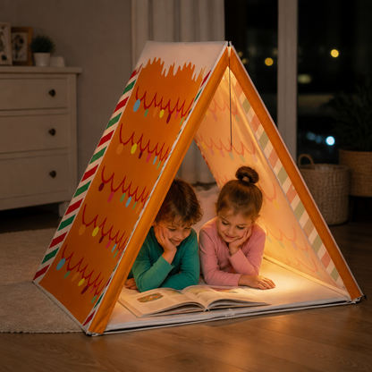 Tenda da gioco natalizia a forma di casetta di pan di zenzero per bambini