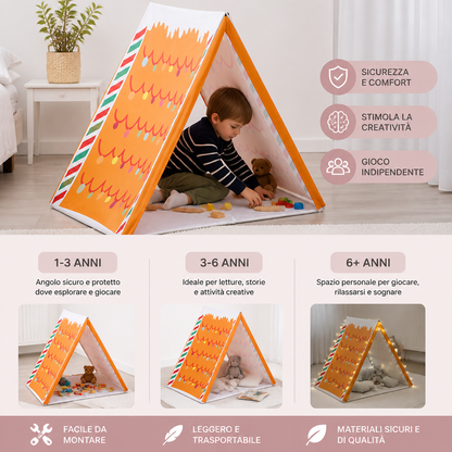 Tenda da gioco natalizia a forma di casetta di pan di zenzero per bambini