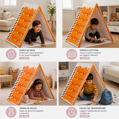 Tenda da gioco natalizia a forma di casetta di pan di zenzero per bambini