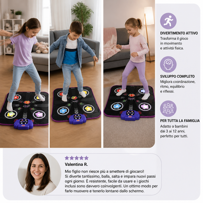 Tappetino da ballo Bluetooth luminoso per bambini con 5 modalità di gioco