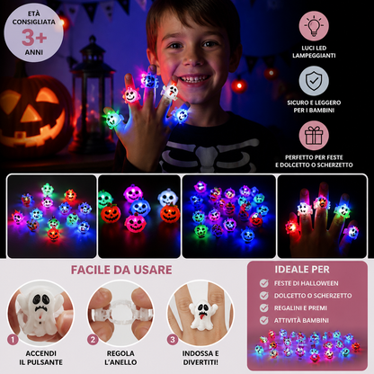 50 Pezzi di Anelli LED Lampeggianti di Halloween per Gadget da Festa per Bambini e Sacchetti di Dolcetti
