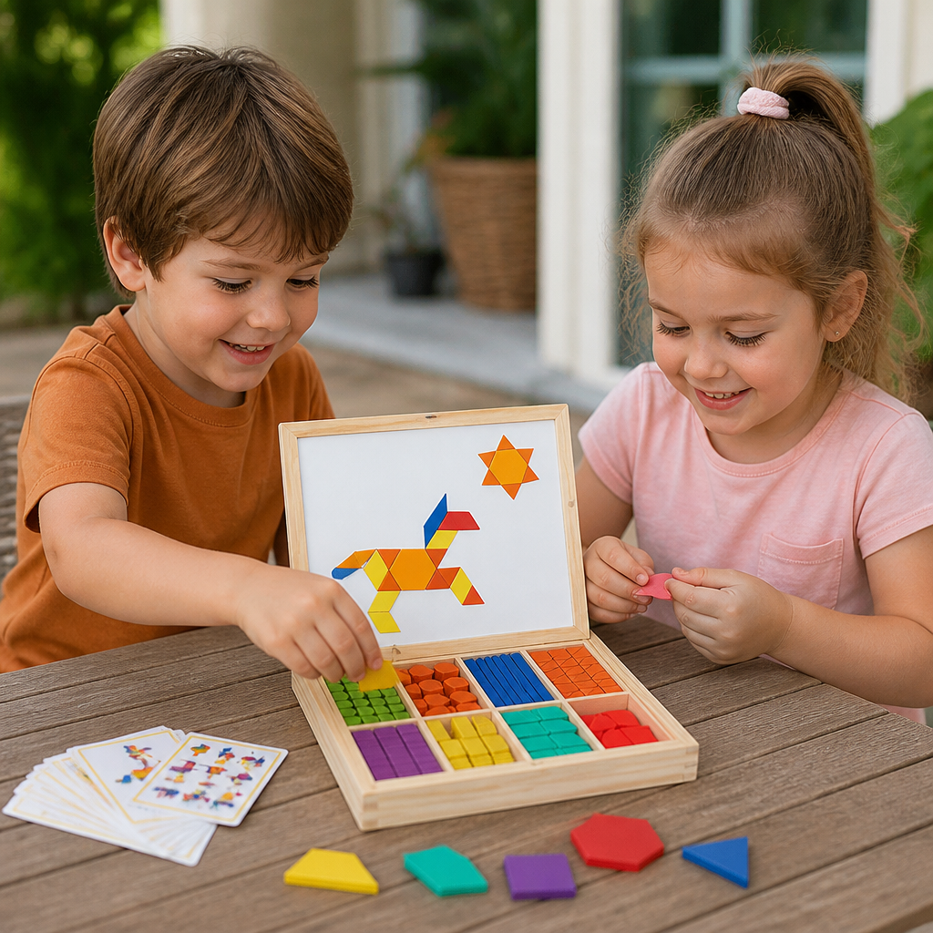 Puzzle geometrico magnetico in legno per bambini