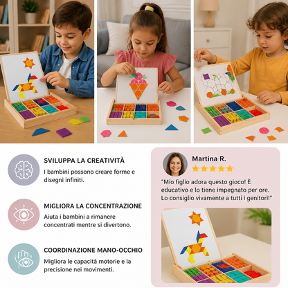Puzzle geometrico magnetico in legno per bambini