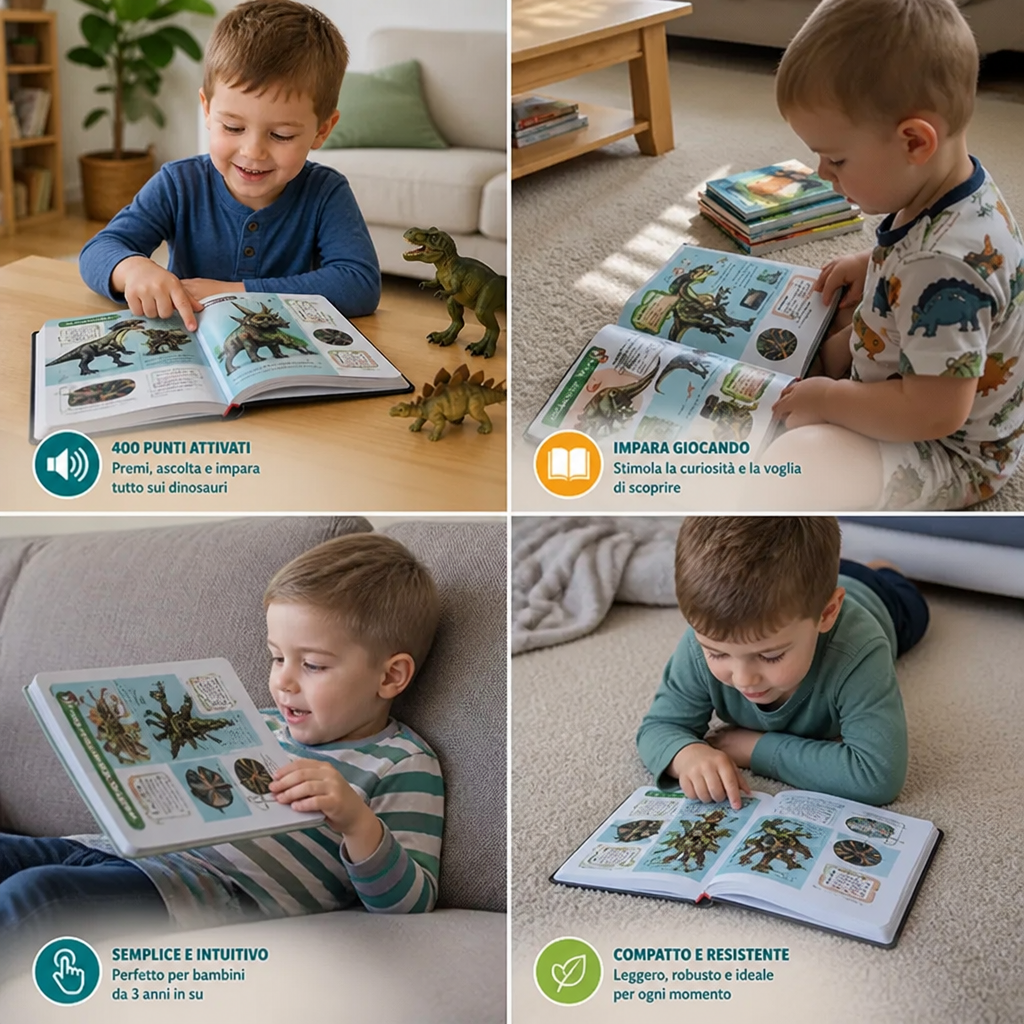 Libro Enciclopedico Interattivo Parlante sui Dinosauri
