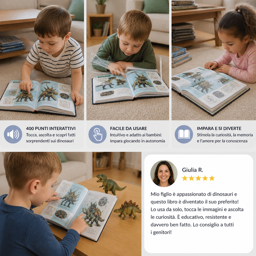 Libro Enciclopedico Interattivo Parlante sui Dinosauri