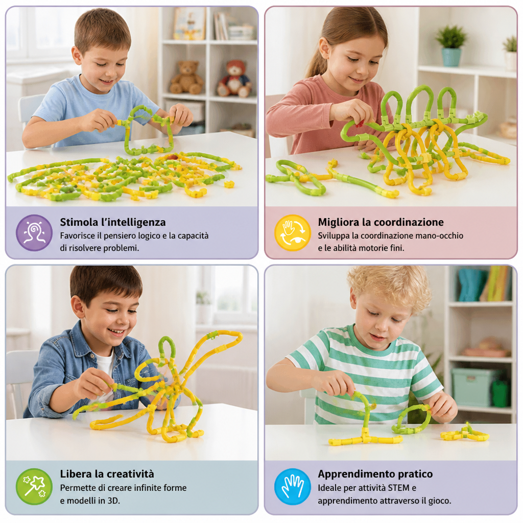 DIY Twisty Sticks – Set creativo per costruzioni 3D e attività STEM