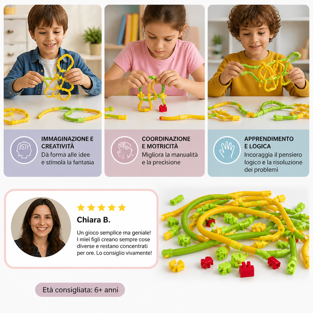 DIY Twisty Sticks – Set creativo per costruzioni 3D e attività STEM
