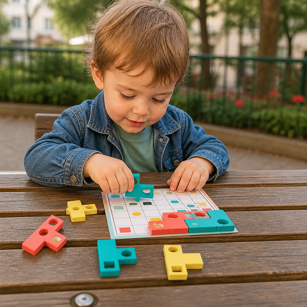 Puzzle Montessori in legno per abbinare le forme – Gioco educativo per allenare il riconoscimento dei colori e il pensiero logico