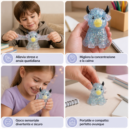 Mini Squishy Antistress a Forma di Mucca Highland