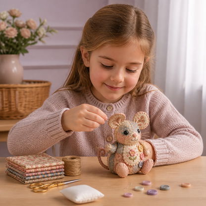 Kit da Cucito Animali DIY – Set per Ornamenti in Tessuto Fatti a Mano