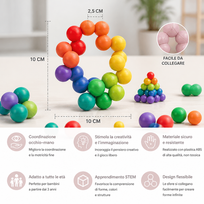 Set di costruzioni 3D con palline colorate – giocattolo educativo creativo per bambini per sviluppare la motricità fine