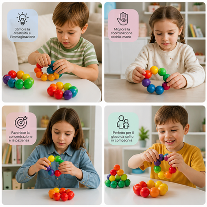 Set di costruzioni 3D con palline colorate – giocattolo educativo creativo per bambini per sviluppare la motricità fine