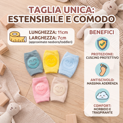Ginocchiere per neonati – Protezione antiscivolo con faccine sorridenti