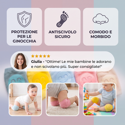 Ginocchiere per neonati – Protezione antiscivolo con faccine sorridenti