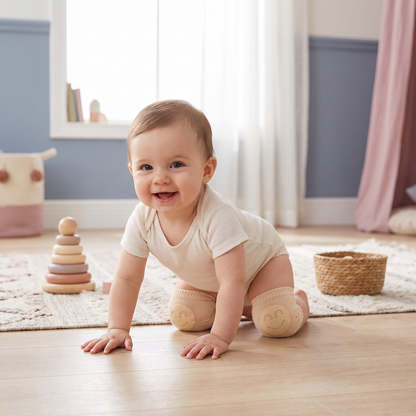 Ginocchiere per neonati – Protezione antiscivolo con faccine sorridenti