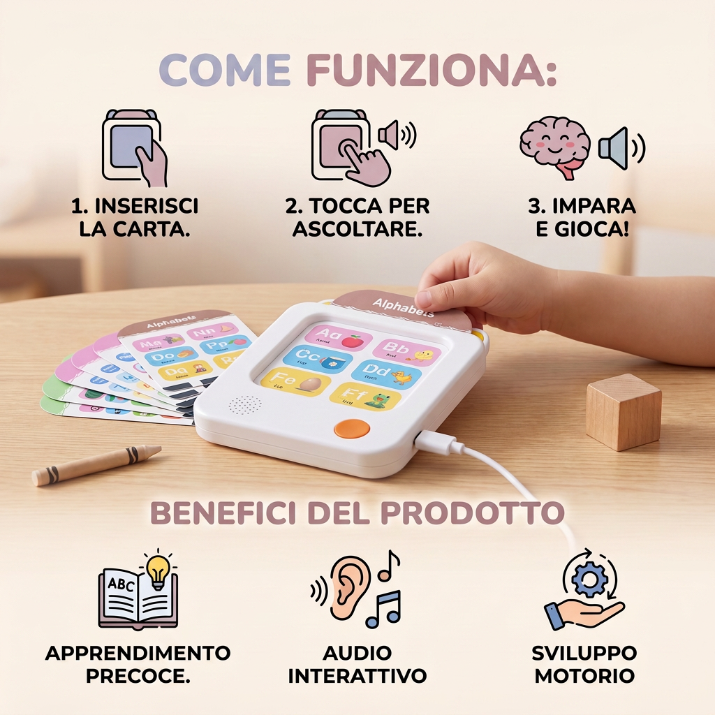 Lettore Interattivo di Flashcard in Inglese per Bambini – Giocattolo Educativo